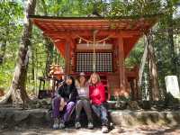 Sitting in front of the beautiful Takahara Kumano-jinja Shrine. |  Jaclyn Lofts